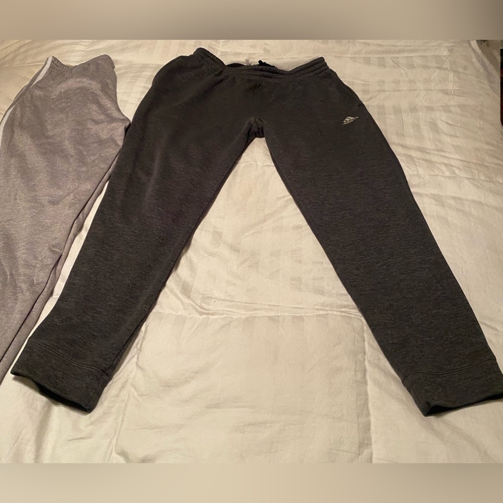 Adidas’s men’s fleece line joggers with pockets and adjustable waist. Large.